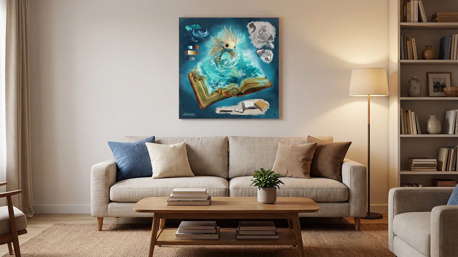 Wasser als gerahmtes Kunstwerk im Raum